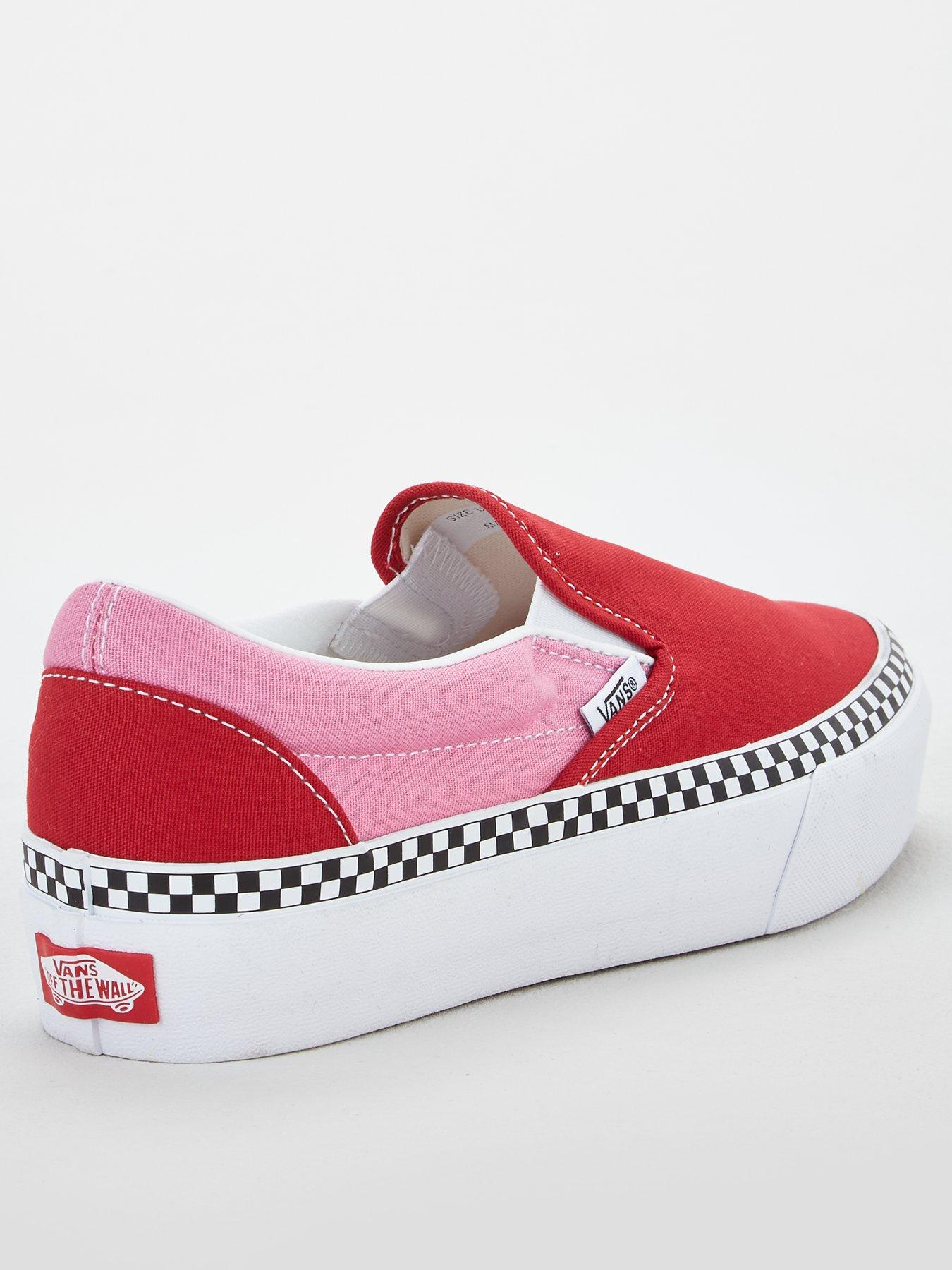 red and pink platform vans