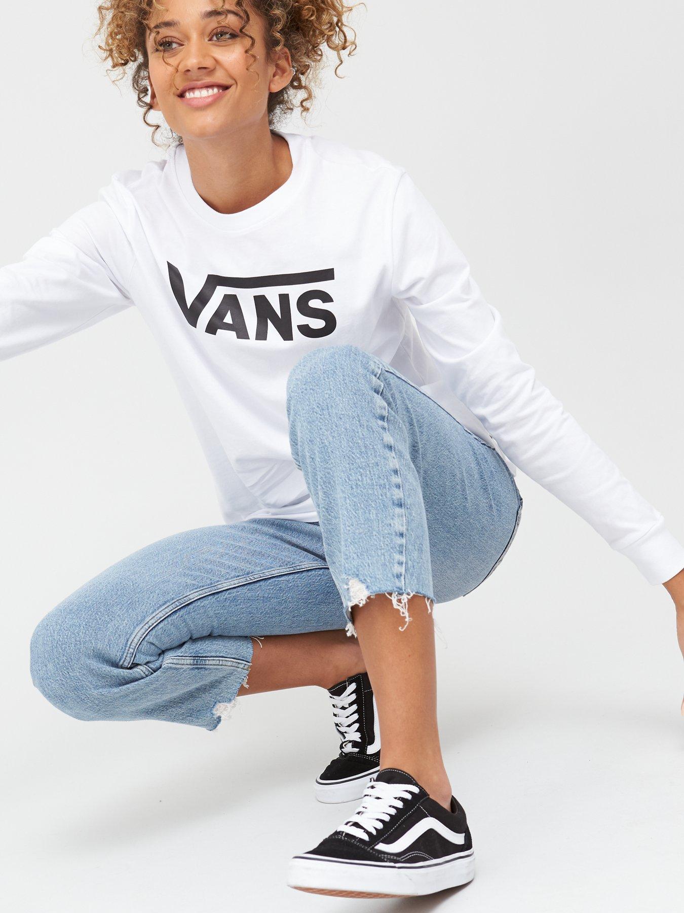 Womens Classic Logo Long Sleeve T Shirt White