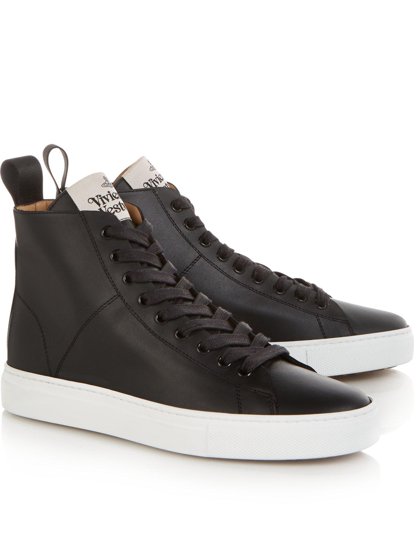 black leather high top trainers