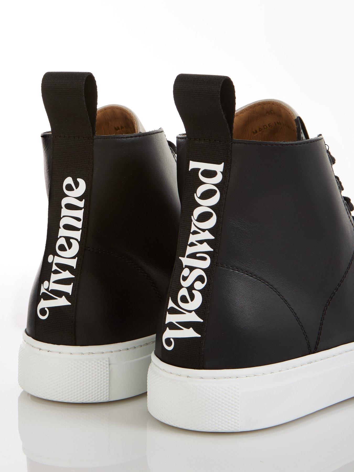 black leather high top trainers womens