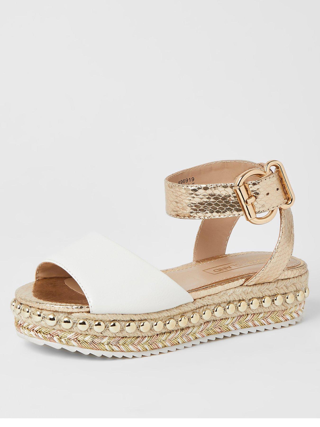 gold studded flatforms