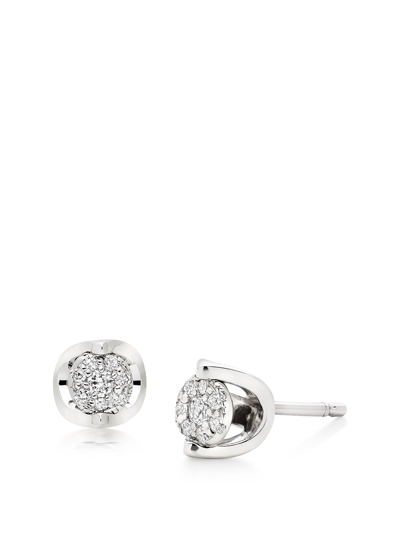 Jewellery & watches 9ct White Gold Diamond Stud Earrings