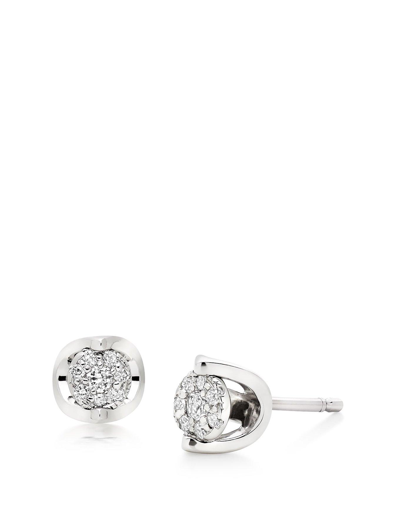 undefined 9ct White Gold Diamond Stud Earrings
