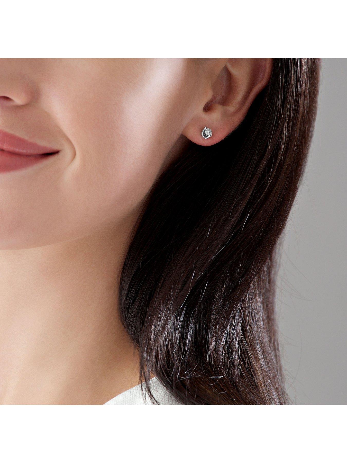 9ct White Gold Diamond Stud Earrings