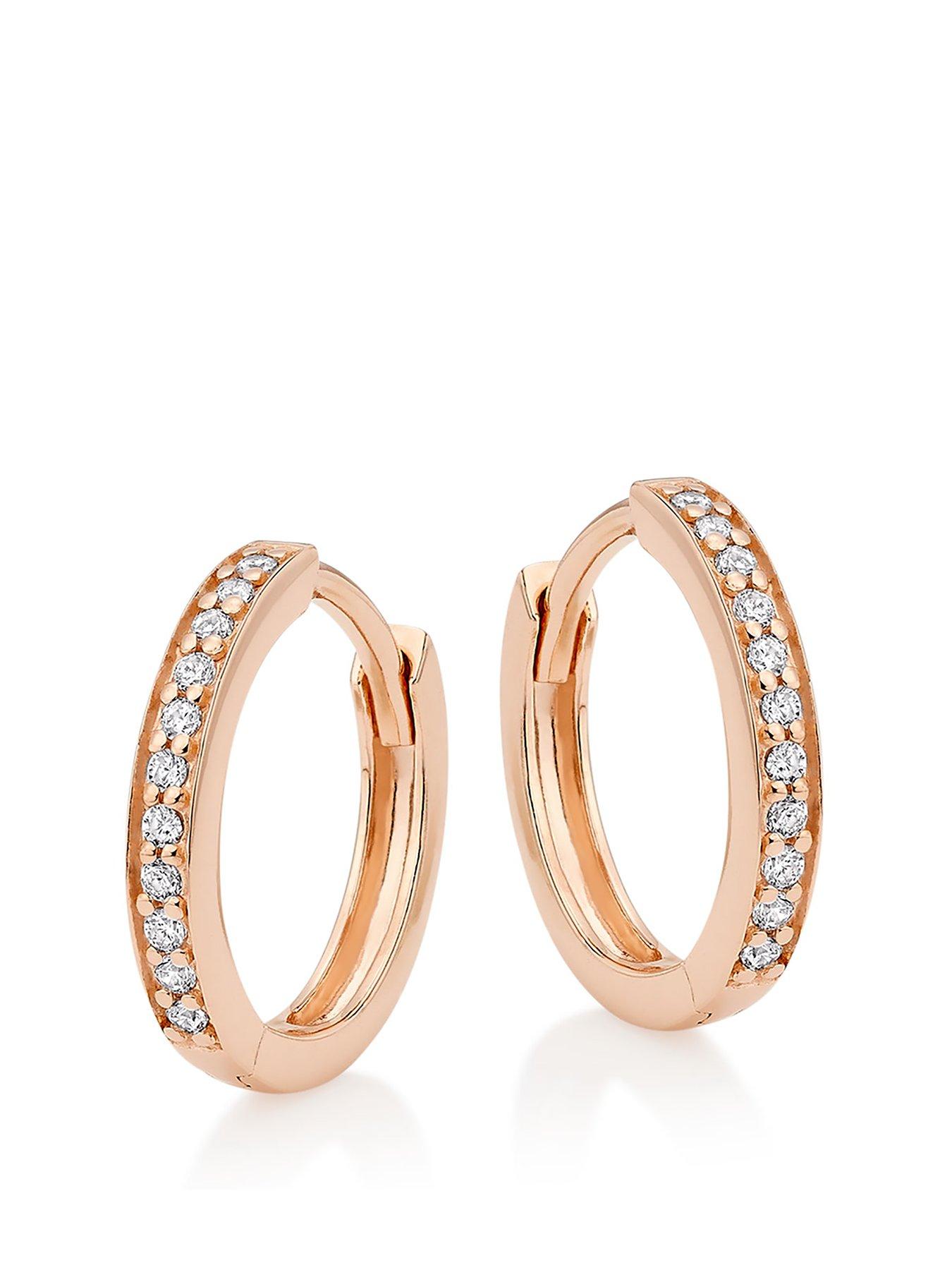 Beaverbrooks Silver Rose Gold Plated Cubic Zirconia Hoop Earrings review