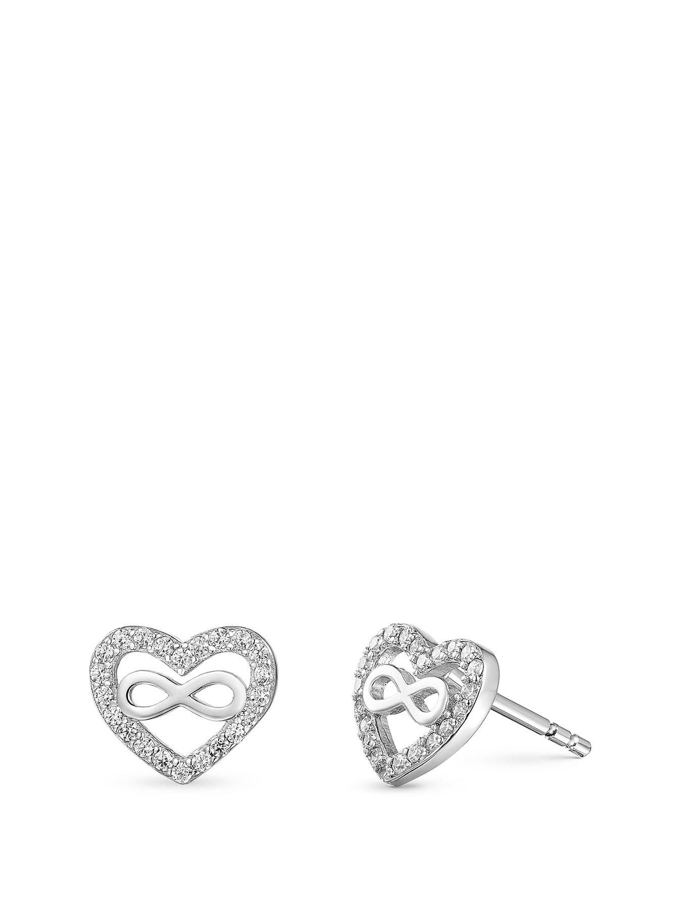 undefined Silver Cubic Zirconia Infinity Heart Earrings