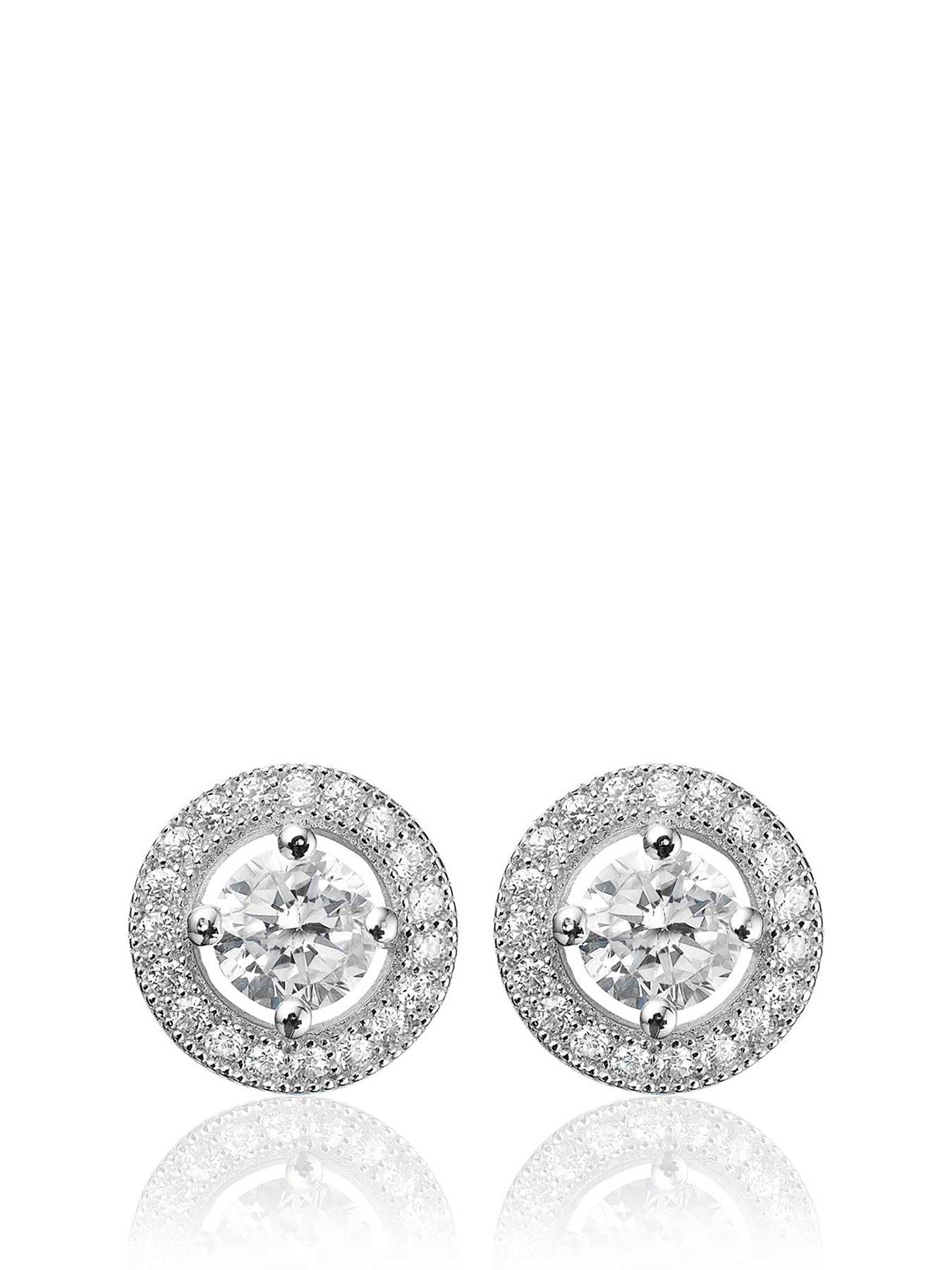 undefined Silver Cubic Zirconia Stud Earrings