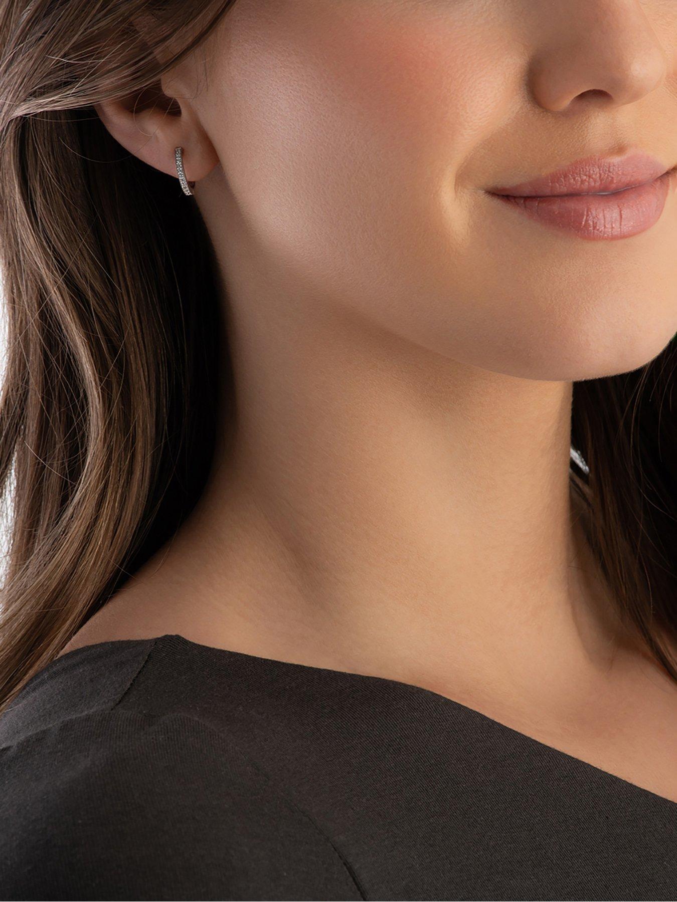 Silver Cubic Zirconia Hoop Earrings