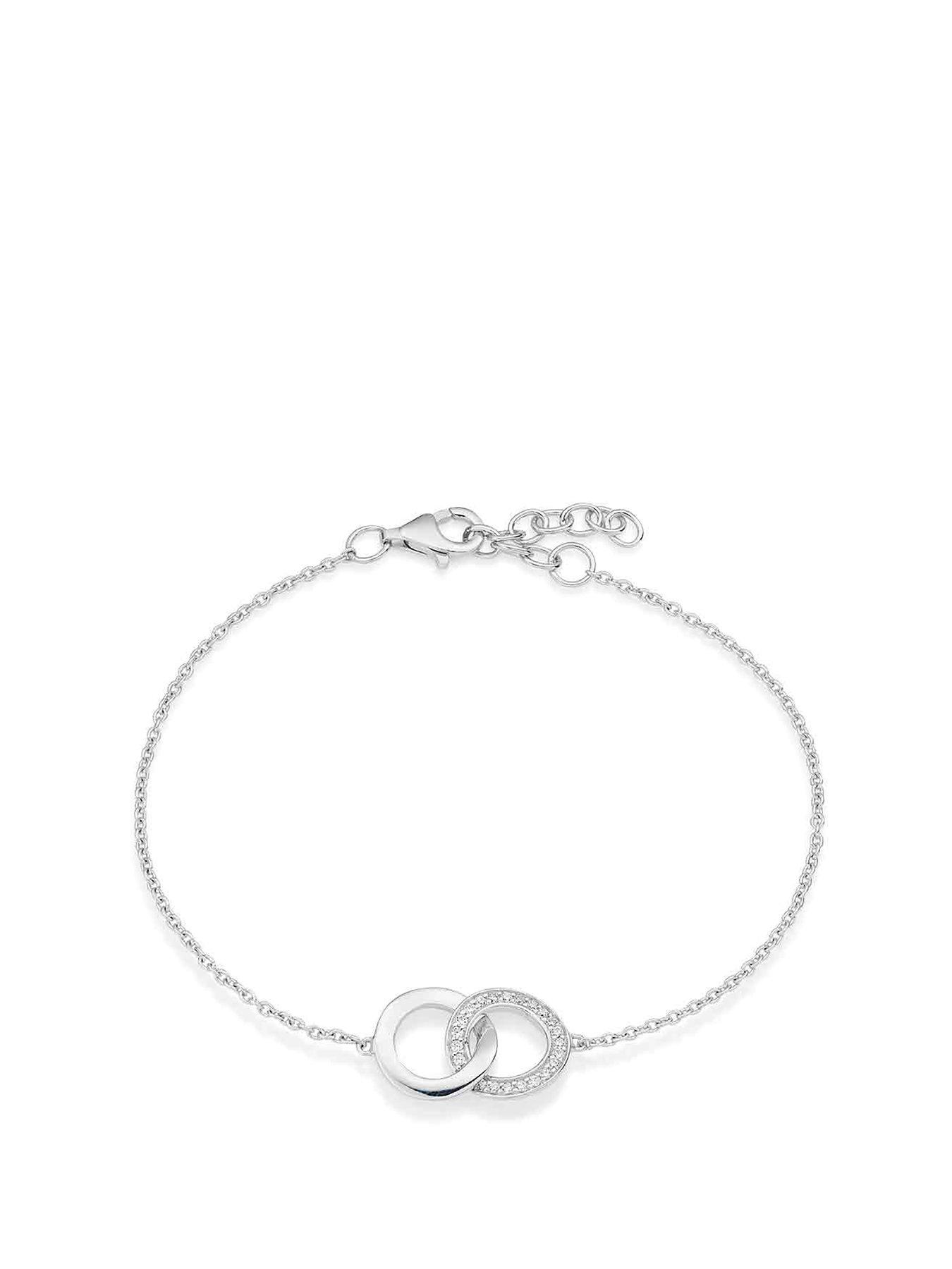 Beaverbrooks Silver Cubic Zirconia Double Circle Bracelet