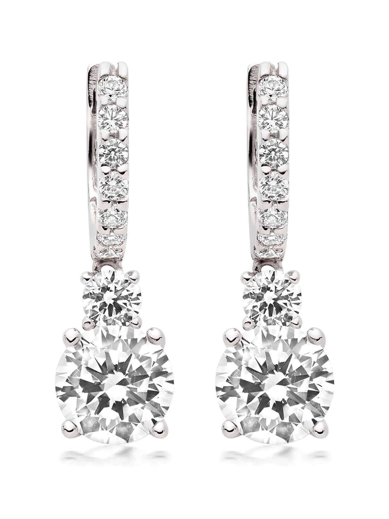 undefined Silver Cubic Zirconia Drop Earrings