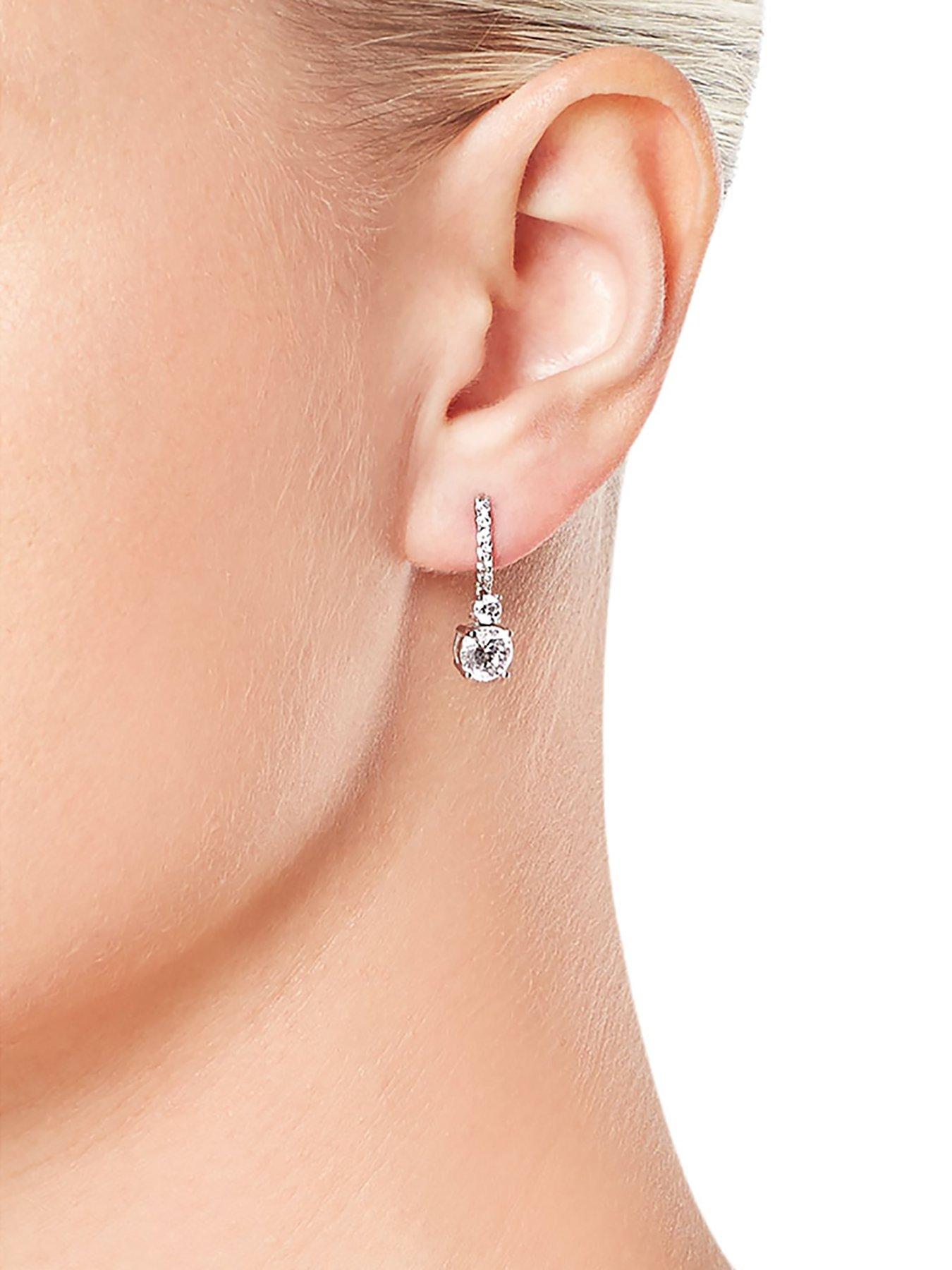 Silver cz sale drop earrings