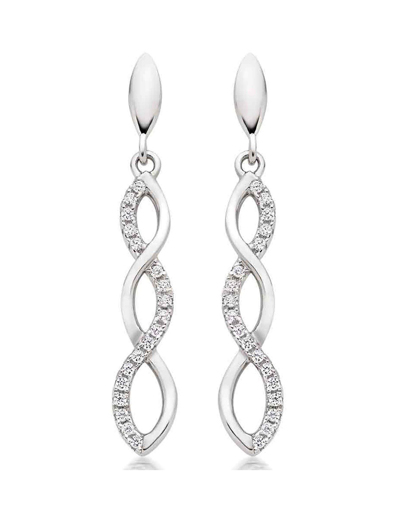 Beaverbrooks Silver Cubic Zirconia Infinity Drop Earrings