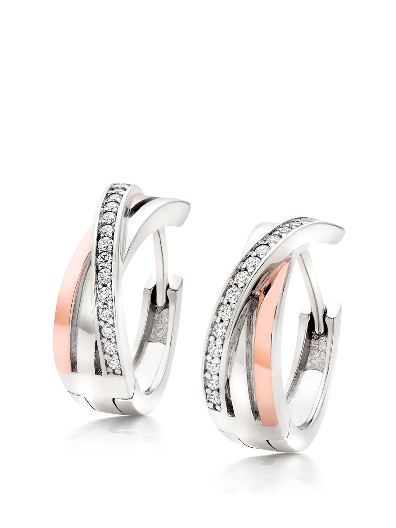 undefined Silver and Rose Gold Plated Crossover Earrings