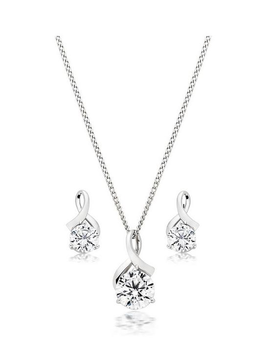 front image of beaverbrooks-9ct-white-gold-cubic-zirconia-pendant-and-earrings-set