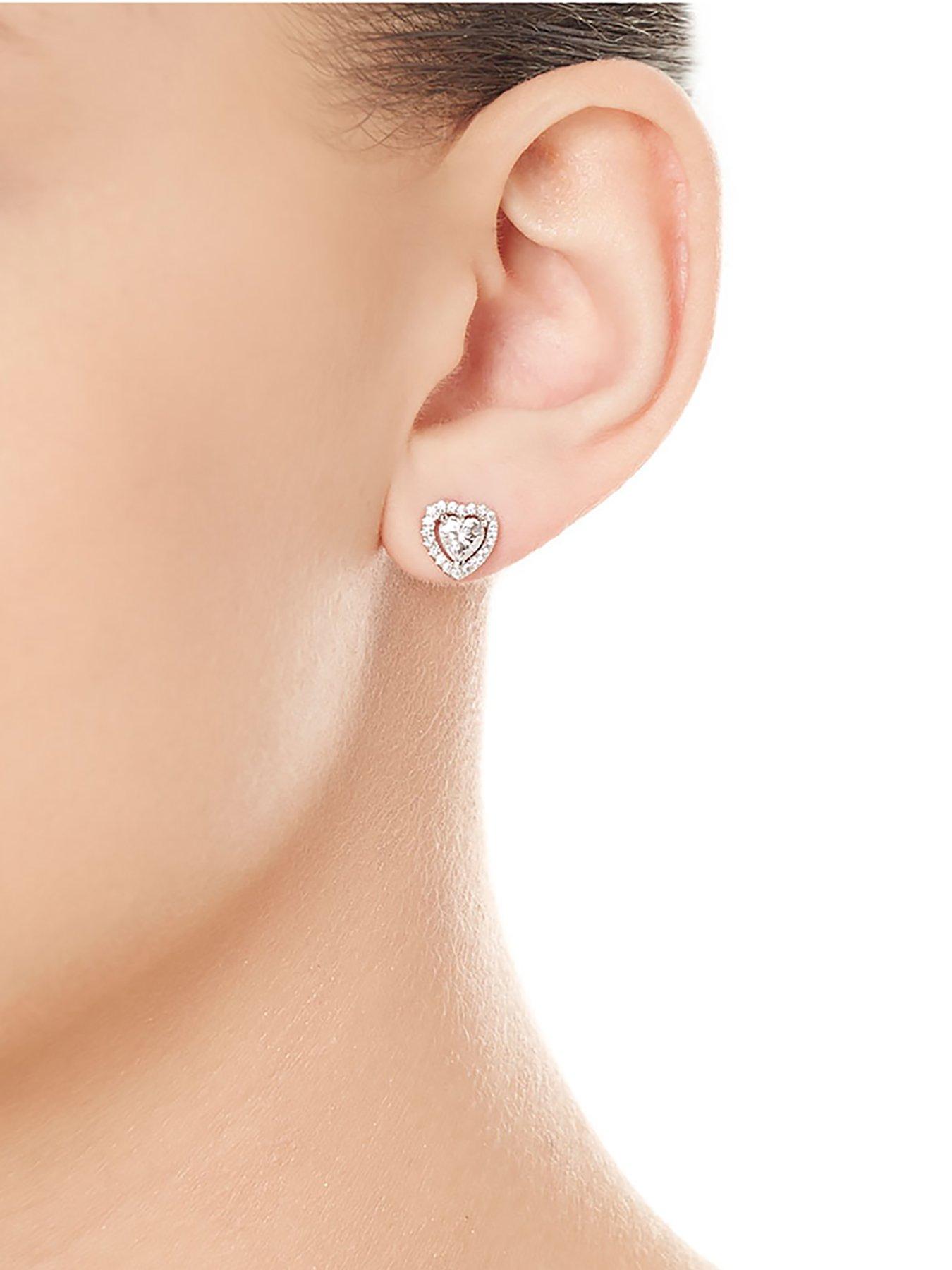 Image 3 of 4 of Beaverbrooks Silver Cubic Zirconia Heart Pendant and Stud Earrings Set