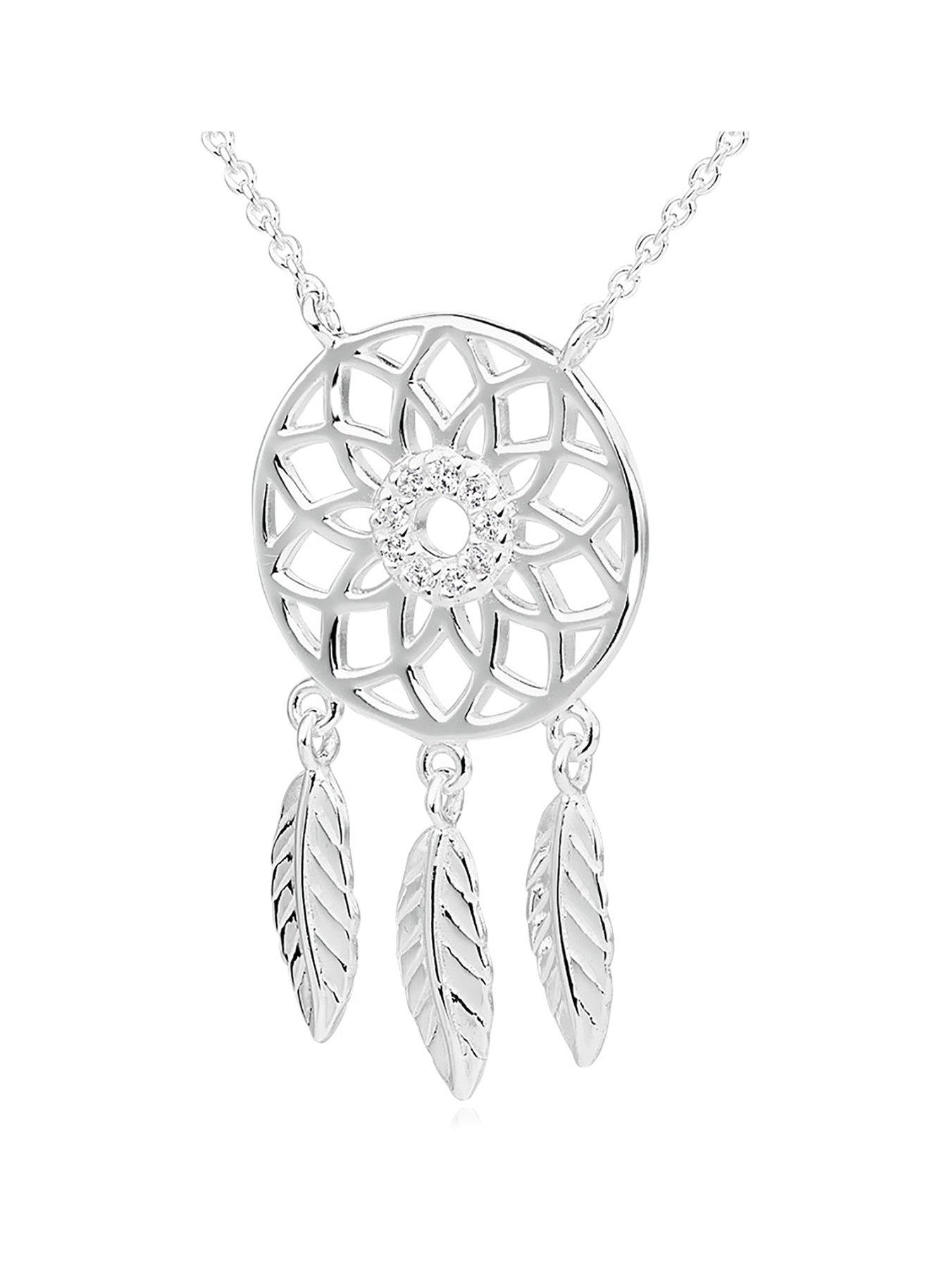 Beaverbrooks Silver Cubic Zirconia Dreamcatcher Necklace Very Co Uk