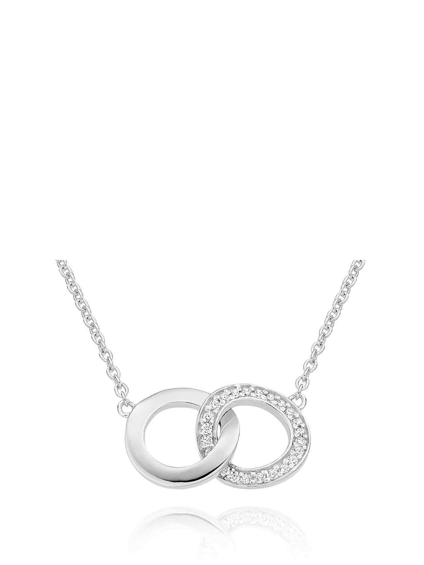 Double circle outlet silver necklace