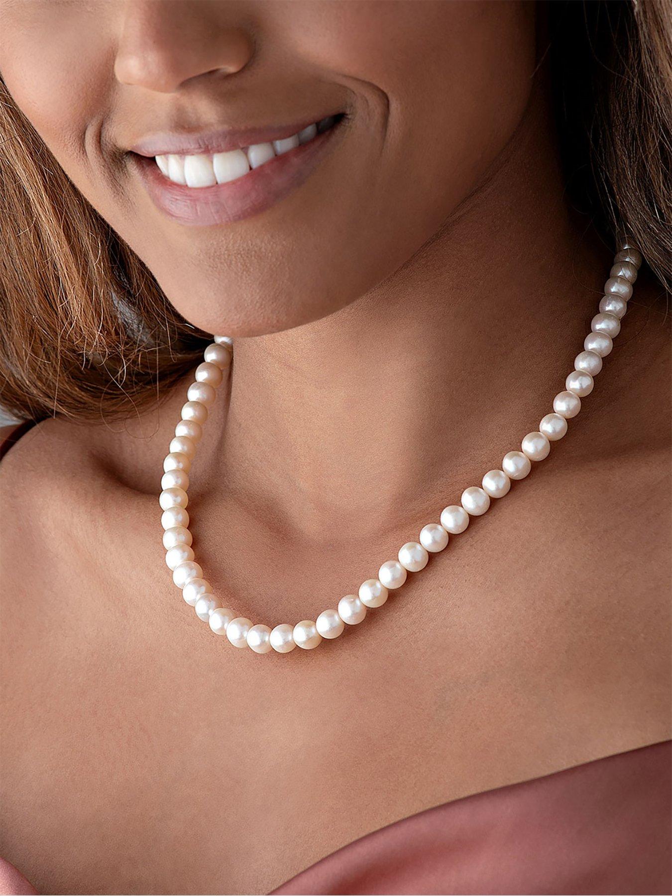 Silver Freshwater Pearl Single Row Necklace