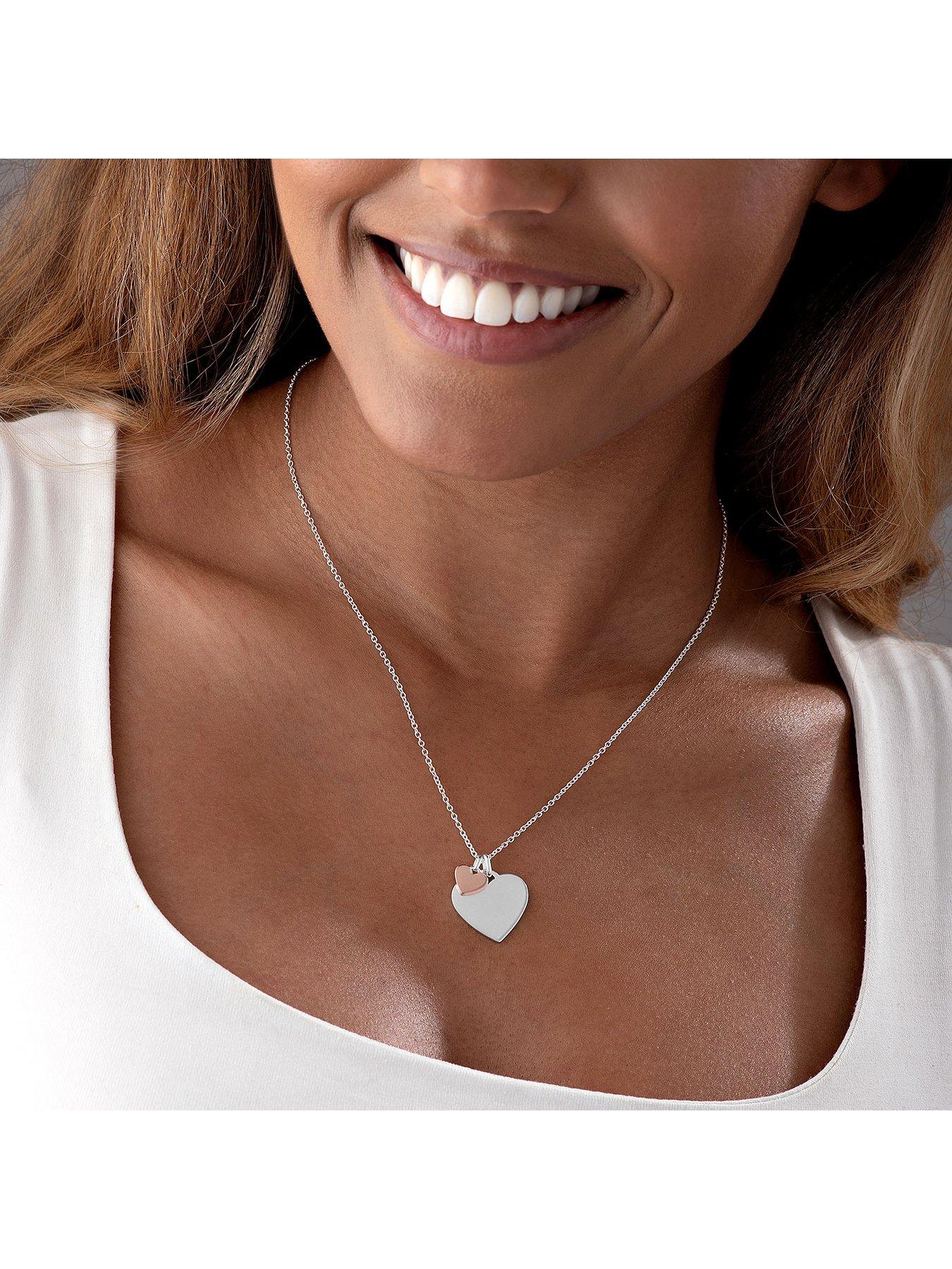 Rose gold double heart on sale necklace