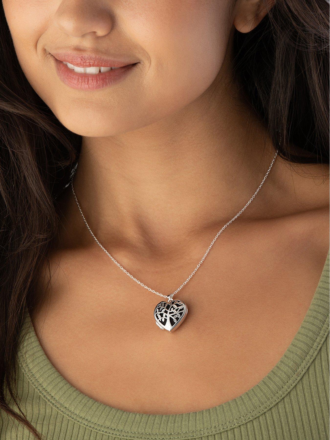 Silver Tree Heart Locket