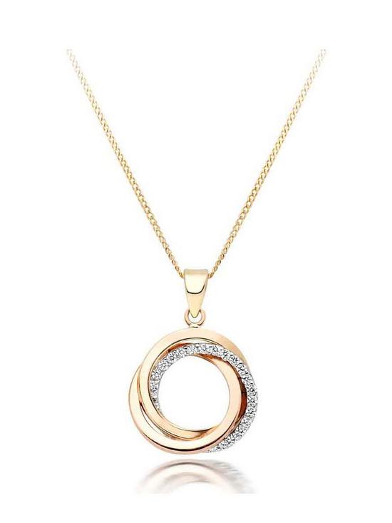 front image of beaverbrooks-9ct-three-colour-gold-cubic-zirconia-circles-pendant