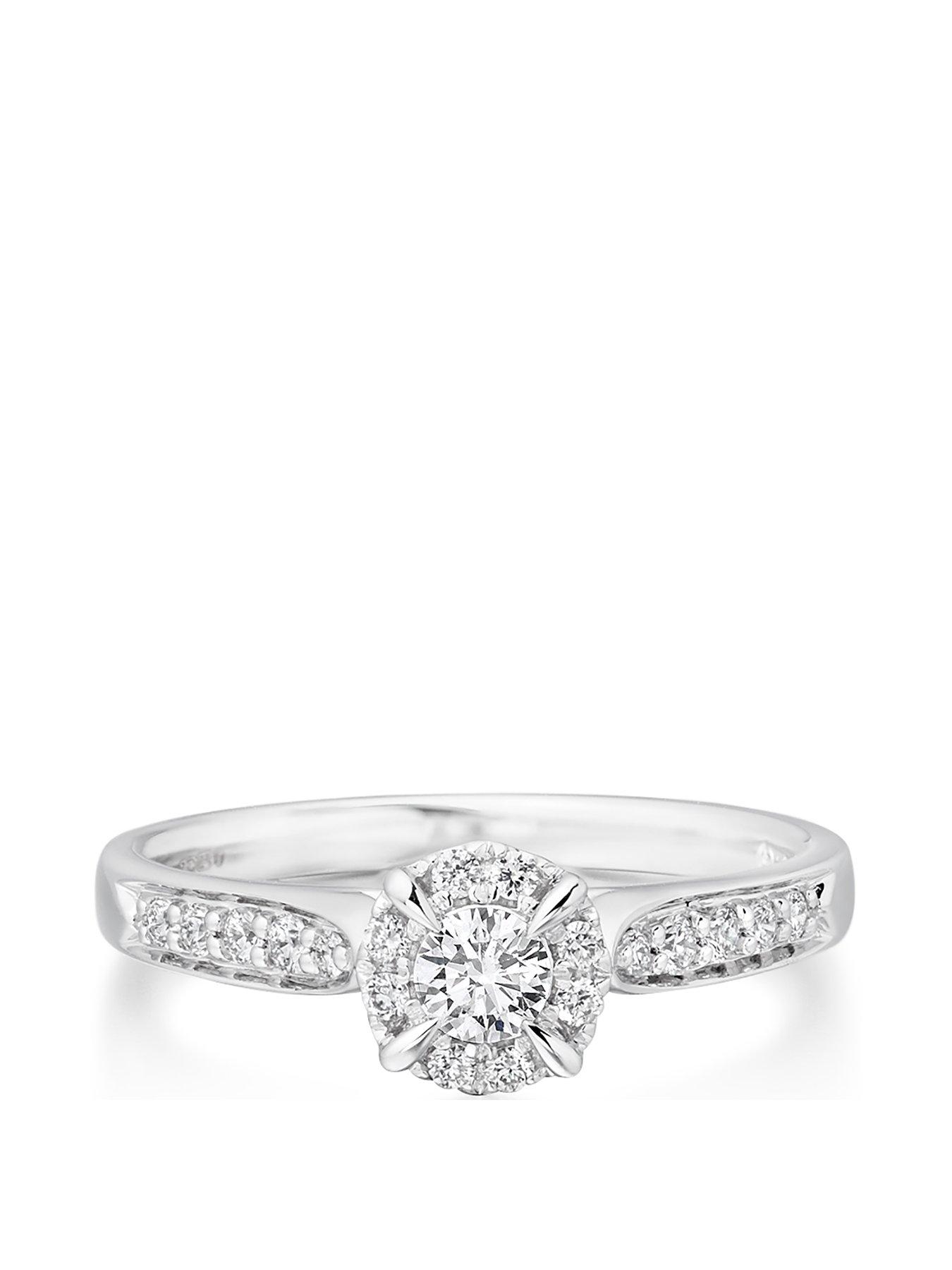 Image 2 of 5 of Beaverbrooks 18ct White Gold Diamond Halo Ring