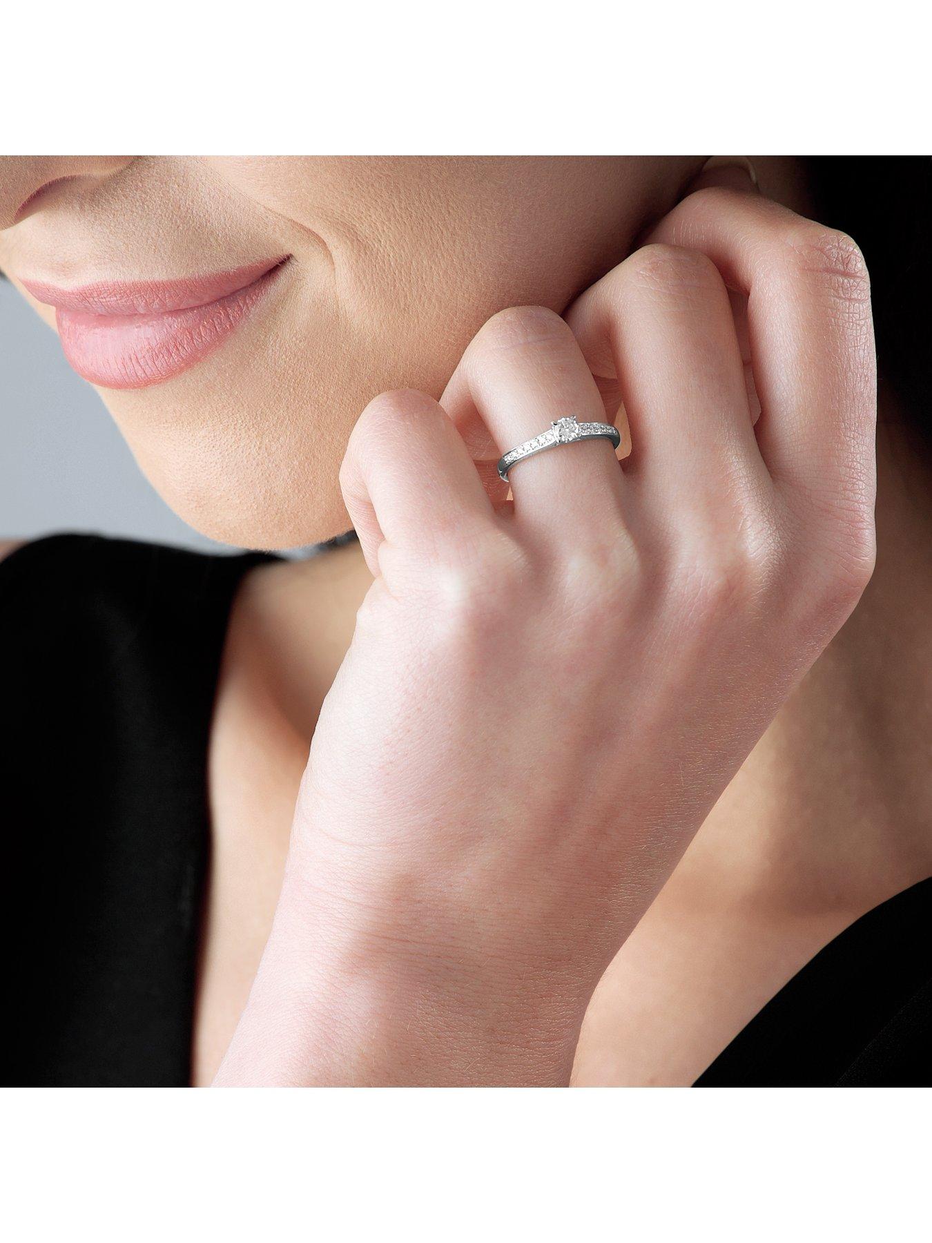 Image 4 of 7 of Beaverbrooks Platinum Diamond Solitaire Ring