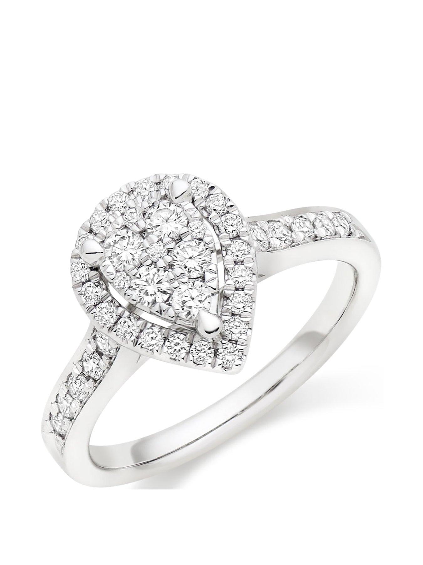 undefined Platinum Diamond Pear Shaped Cluster Halo Ring