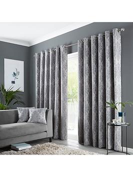 Product photograph of Damask Eyelet Lined Curtains from very.co.uk
