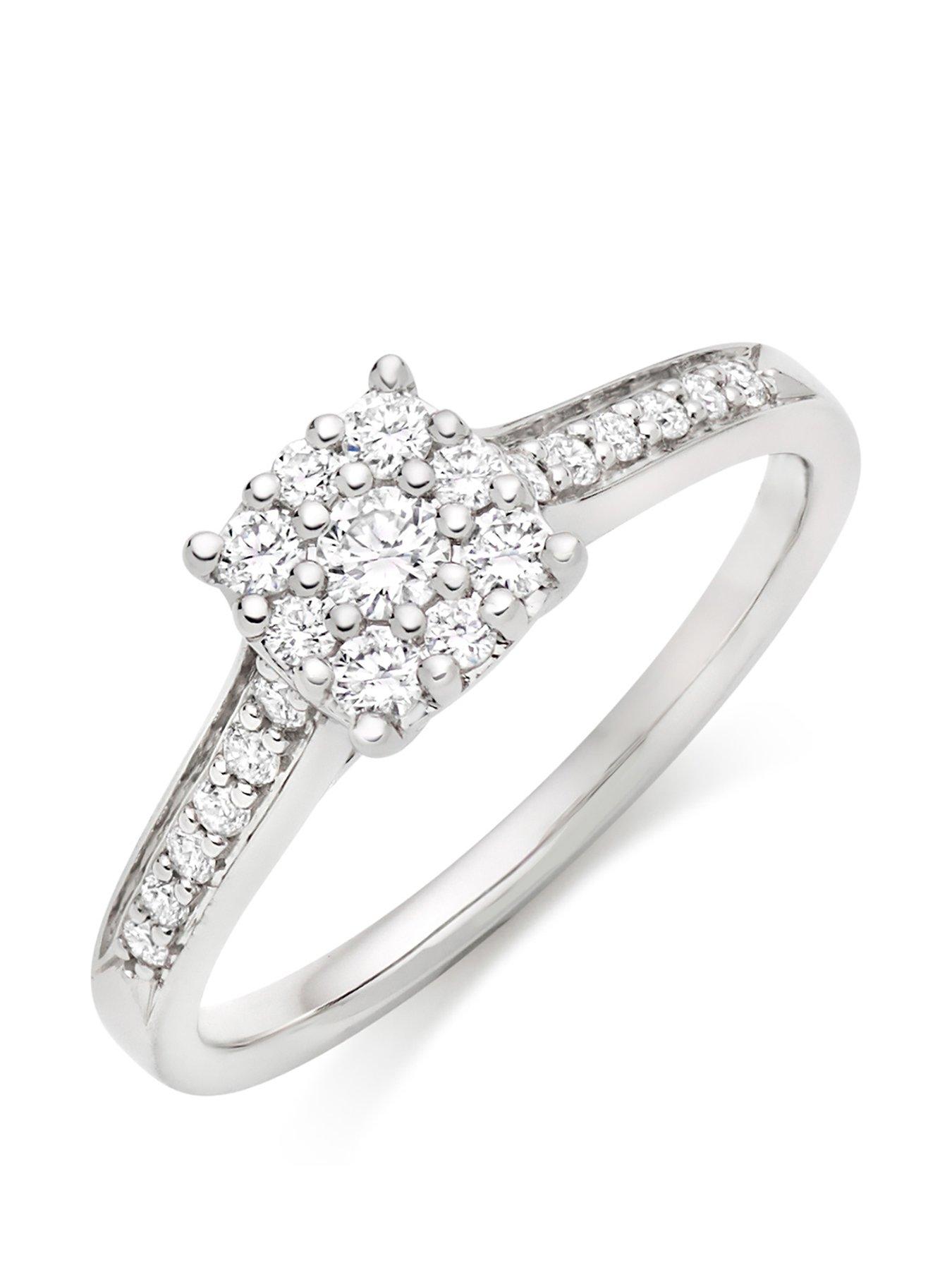 undefined 9ct White Gold Diamond Cluster Ring