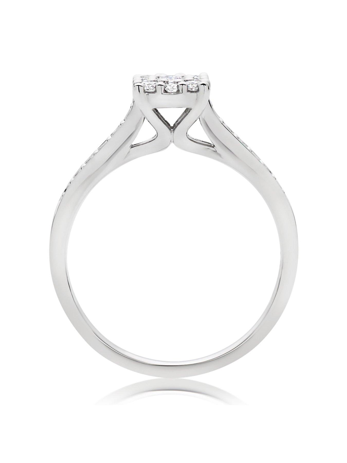 Women 9ct White Gold Diamond Cluster Ring