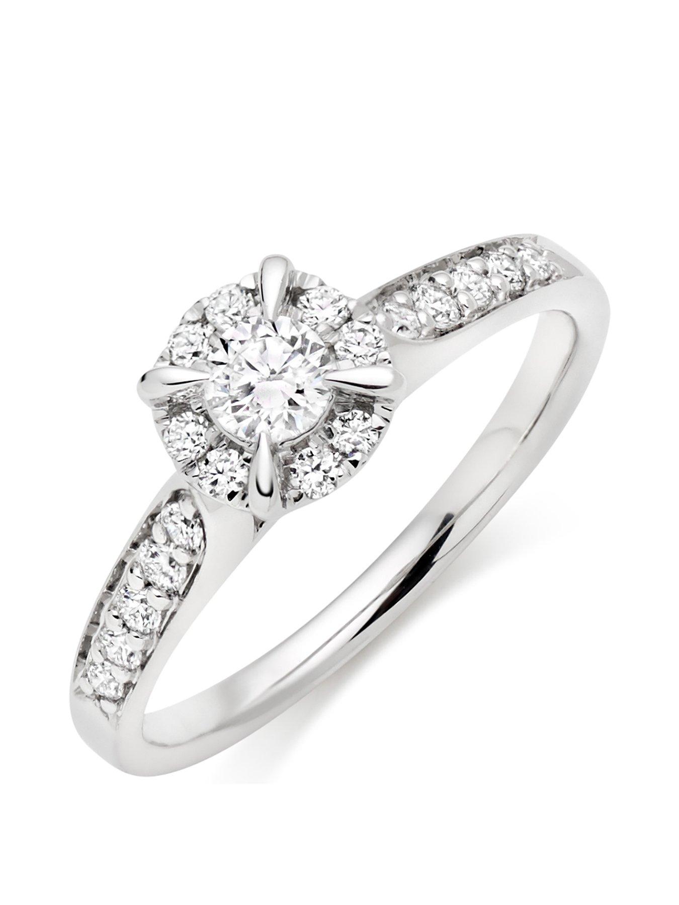 Jewellery & watches Platinum Diamond Halo Ring