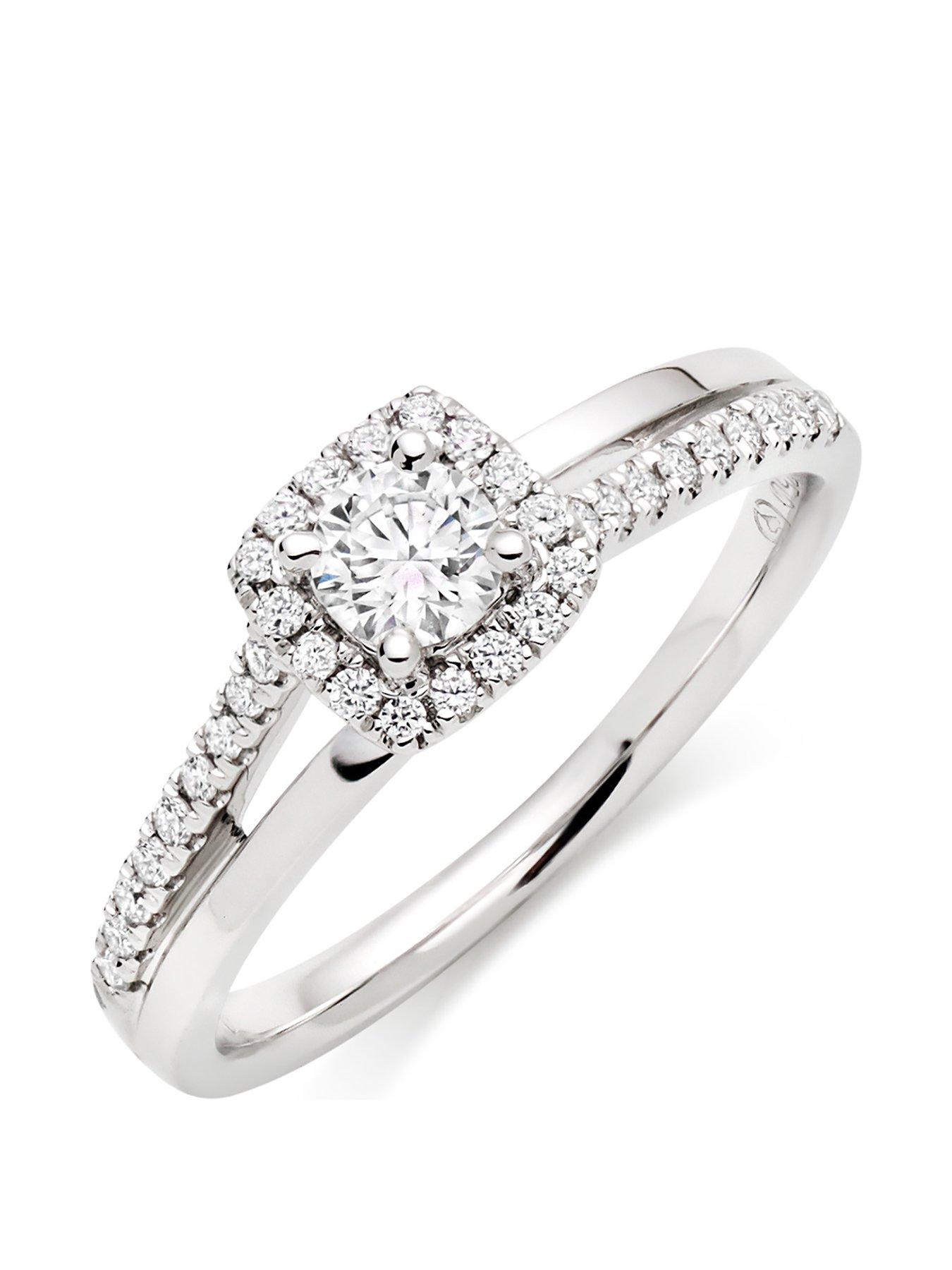 Jewellery & watches 18ct White Gold Diamond Halo Ring