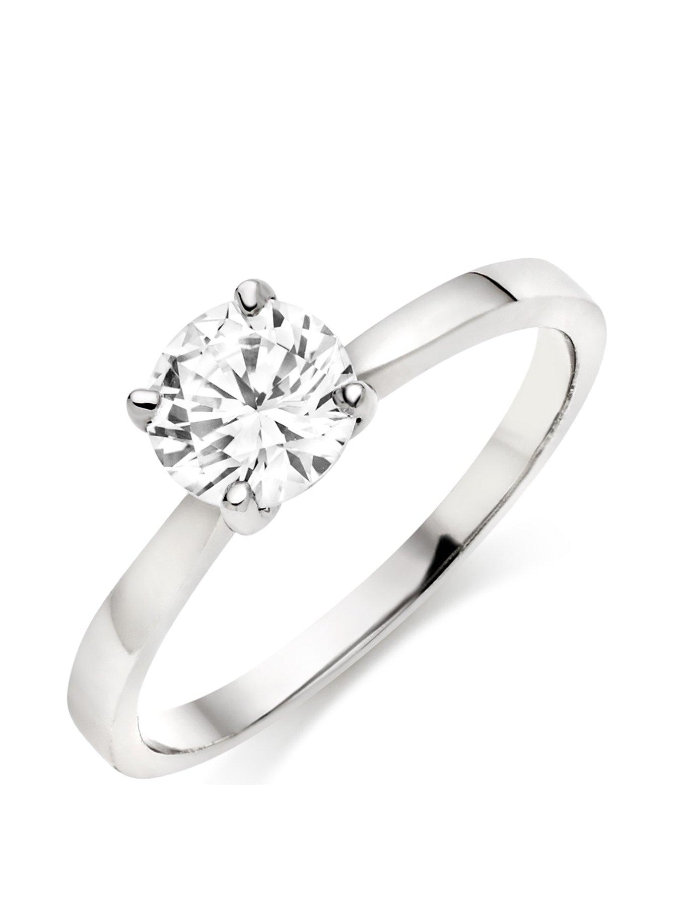 undefined 9ct White Gold Cubic Zirconia Solitaire Ring