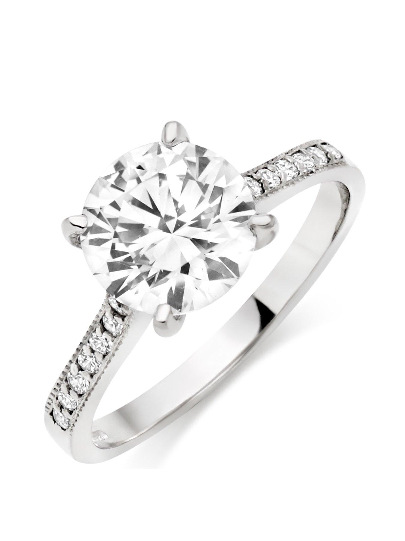 Beaverbrooks 9ct White Gold Cubic Zirconia Solitaire Ring | very.co.uk