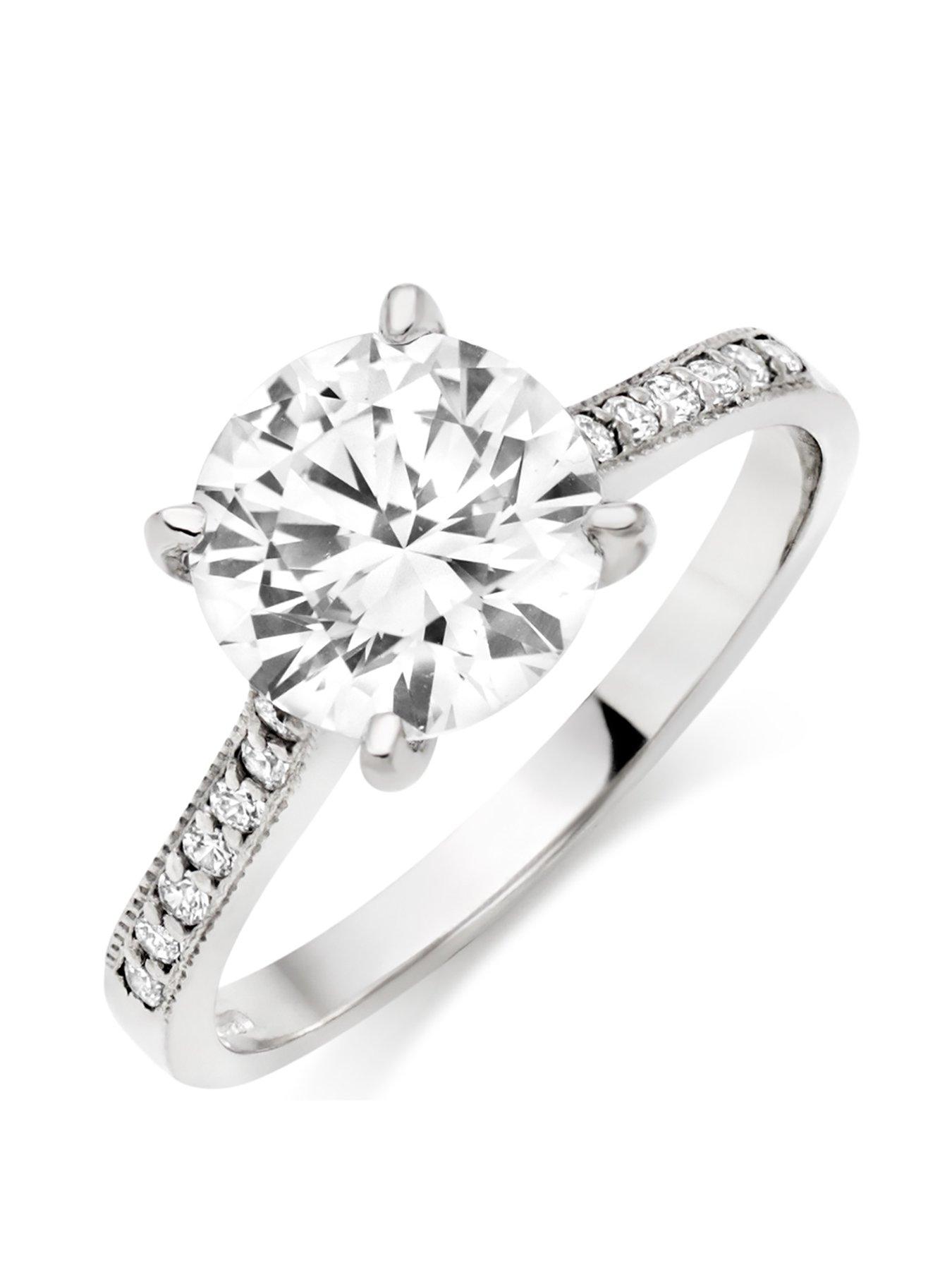 undefined 9ct White Gold Cubic Zirconia Solitaire Ring