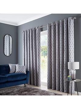 Product photograph of Geo Eyelet Lined Curtains from very.co.uk