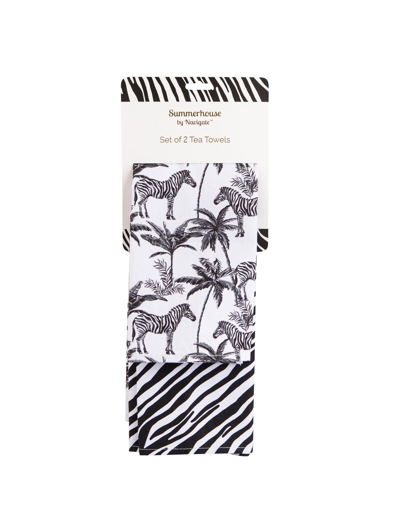 Summerhouse by Navigate Pack of 2 100 Cotton Tea Towels Zebra very