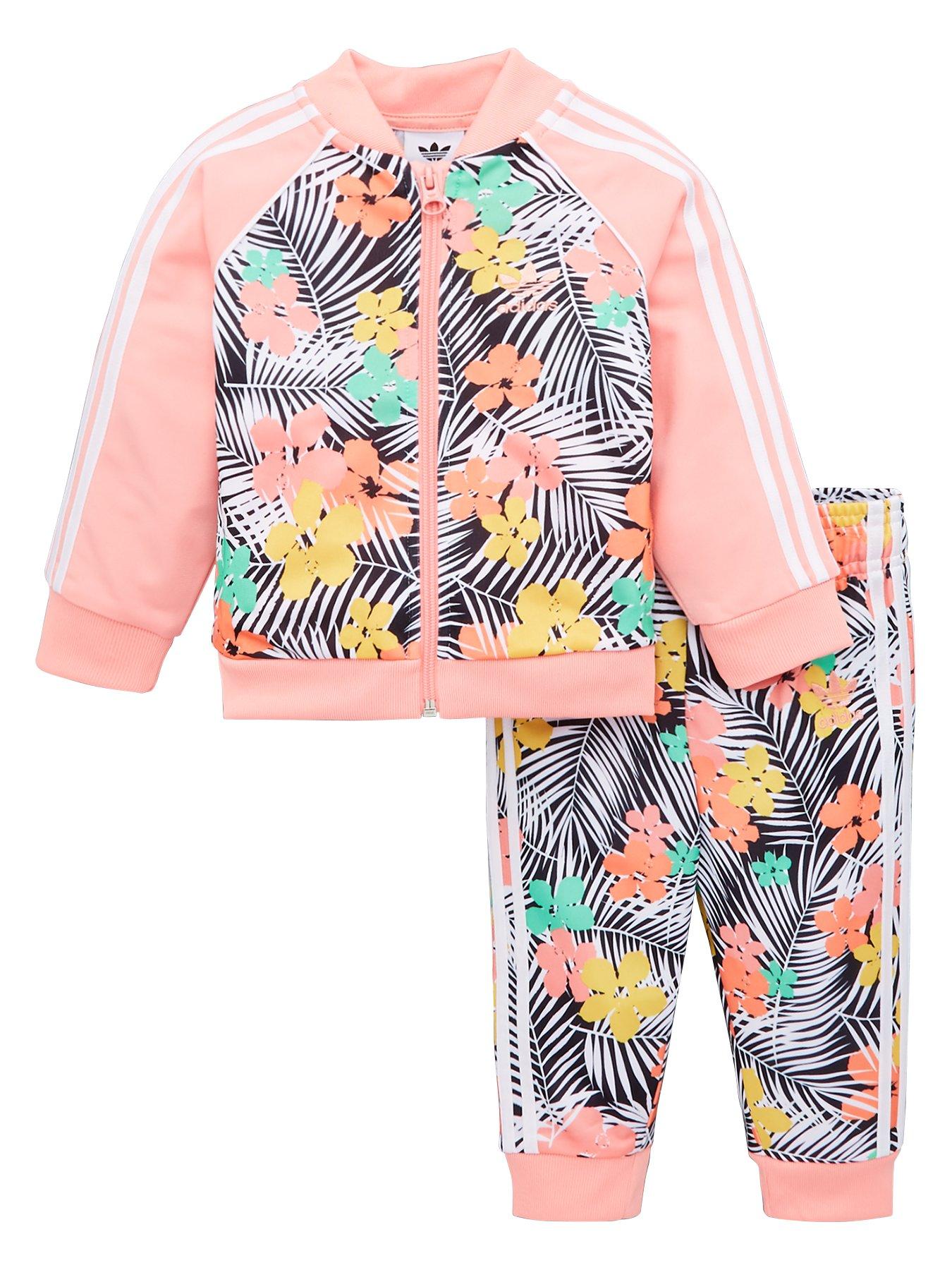 adidas pink floral tracksuit