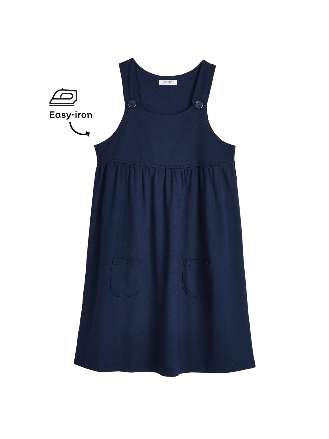 V by Very Girls 2 Pack Jersey School Pinafore - Navy | Very.co.uk