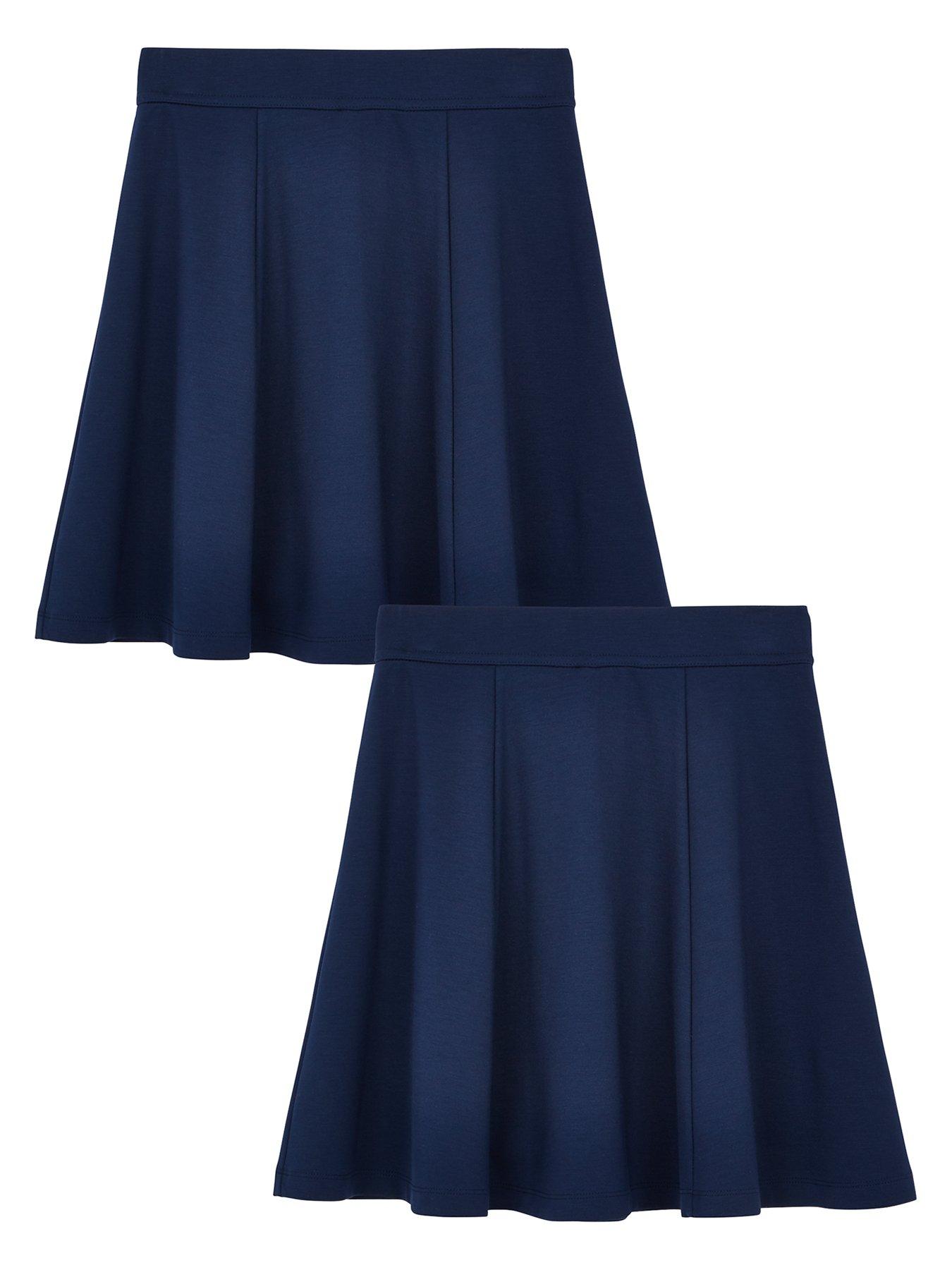 V by Very Girls 2 Pack Jersey School Skater Skirts Navy Very