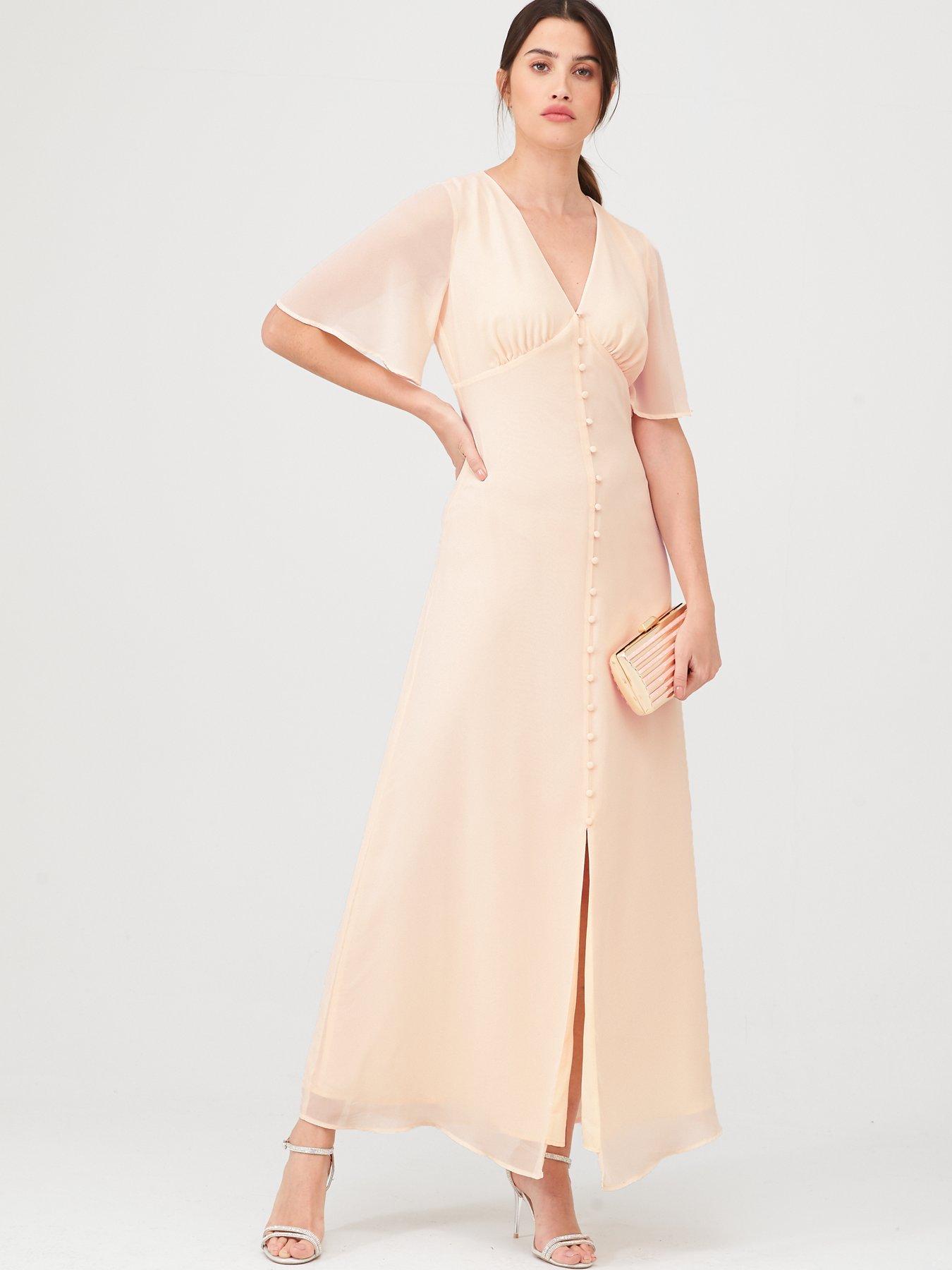 button front maxi dress uk