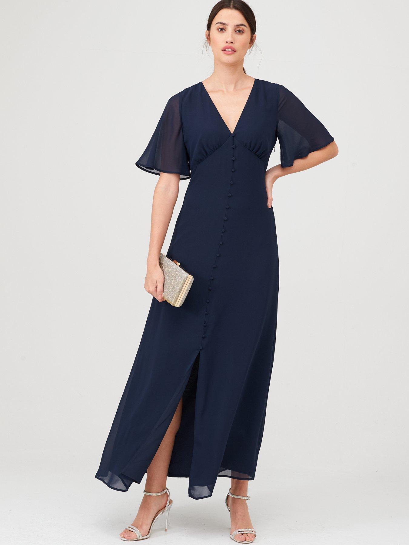 button front maxi dress uk