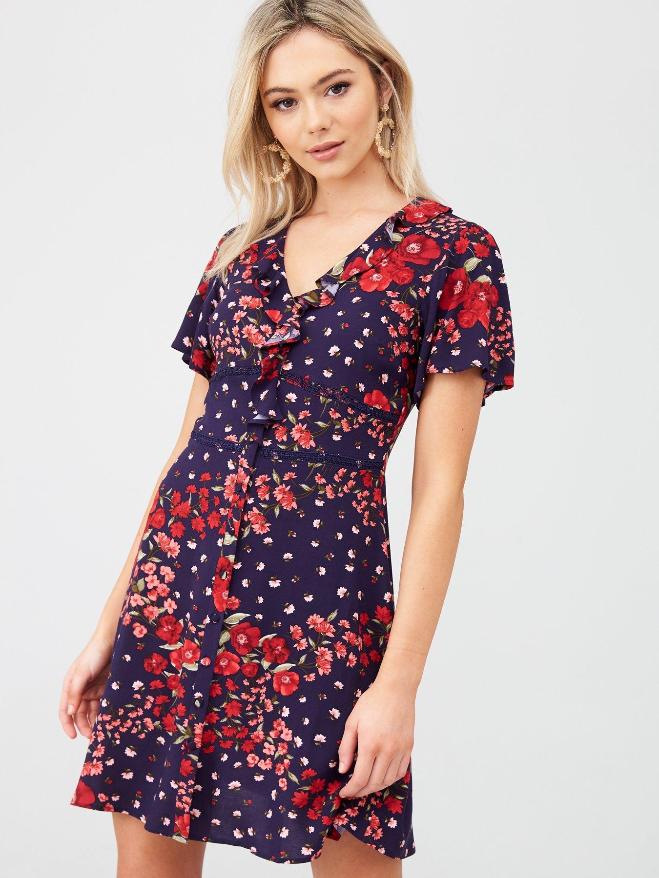 oasis ditsy ruffle dress