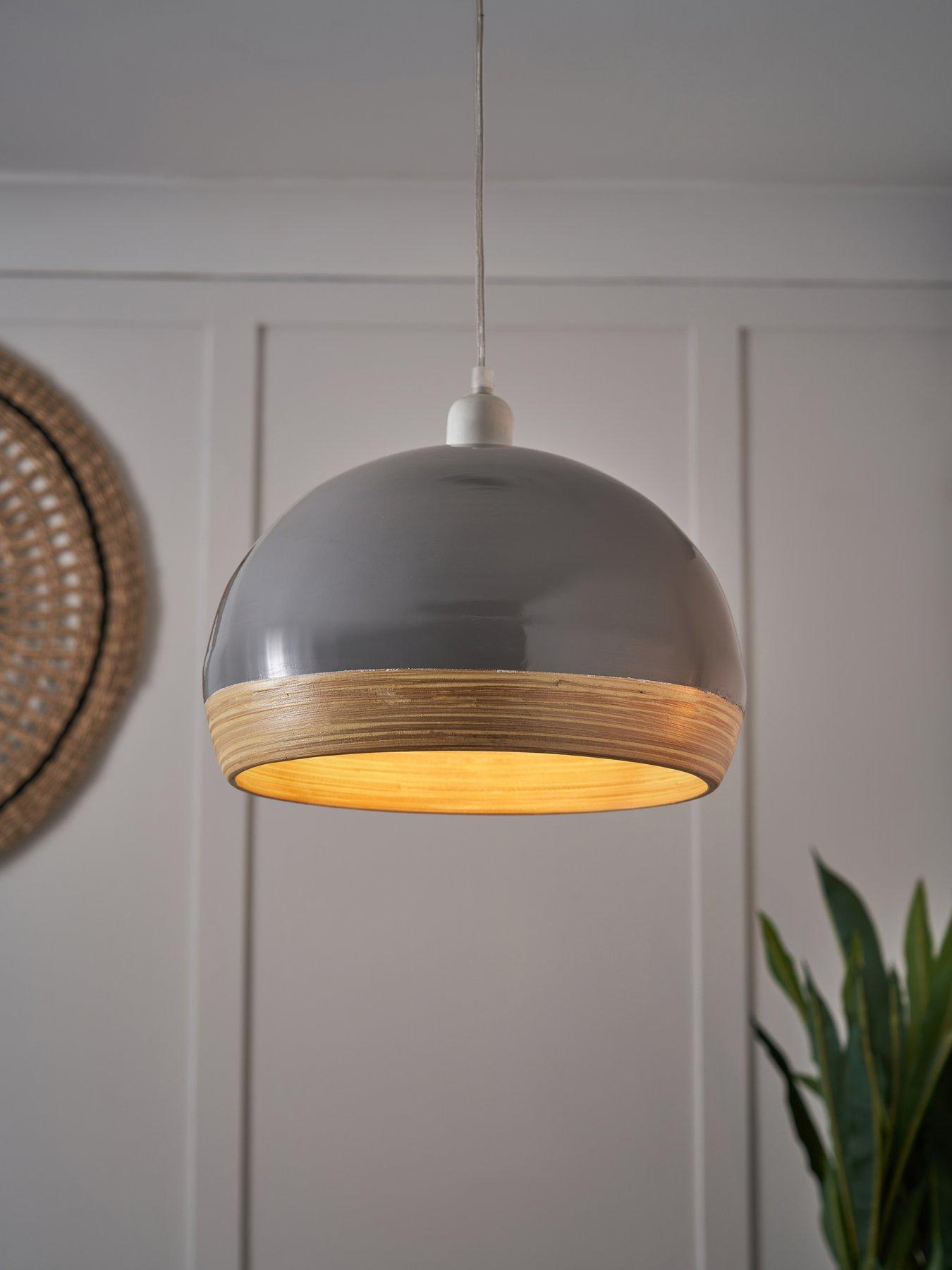 Image 1 of 6 of The Very Collection Hampton Bamboo Easy-Fit Lightshade &ndash; Grey