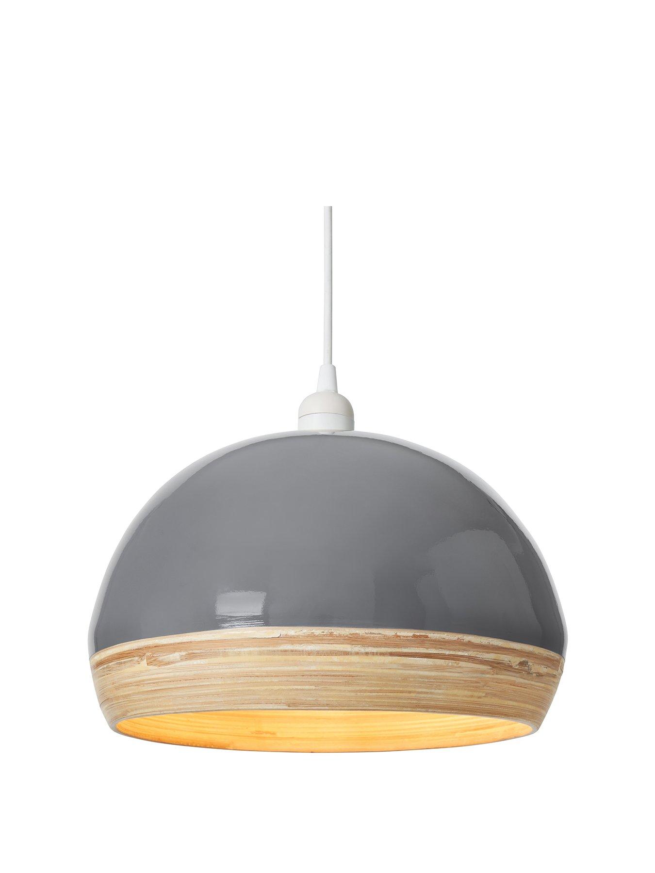 Image 2 of 6 of The Very Collection Hampton Bamboo Easy-Fit Lightshade &ndash; Grey