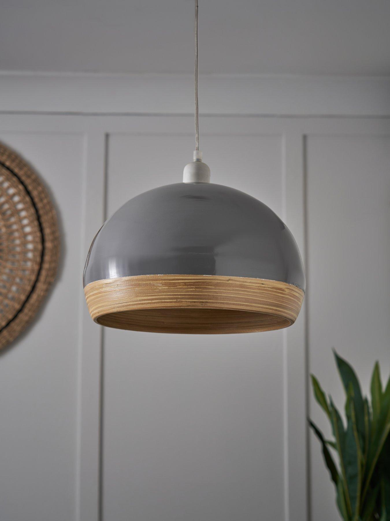 Image 4 of 6 of The Very Collection Hampton Bamboo Easy-Fit Lightshade &ndash; Grey