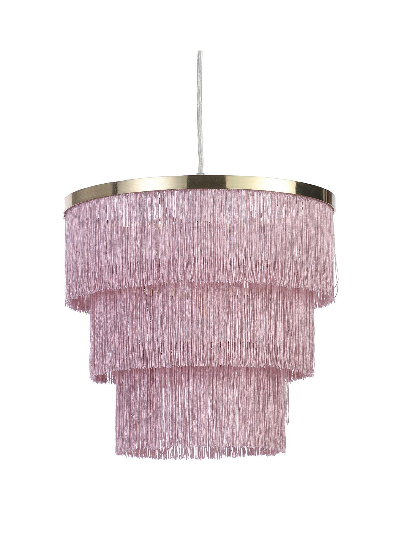 Pink Ceiling Light Shade Pink Cotton Fabric Easy Fit Ceiling Lightshade Modern 25cm Drum Shade