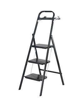 Product photograph of Werner 3 Tread Black Stepstool With Tool Tray from very.co.uk