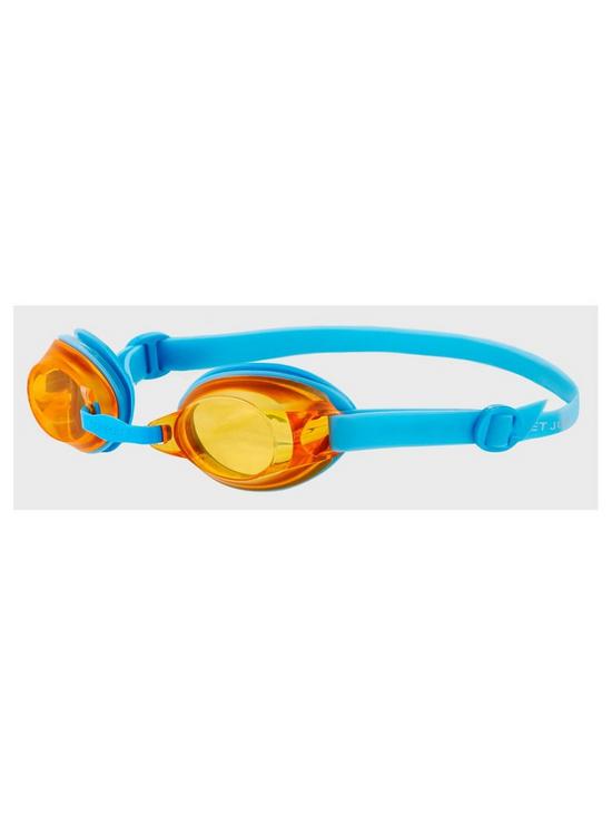 front image of speedo-jet-junior-boys-swim-goggles-blue